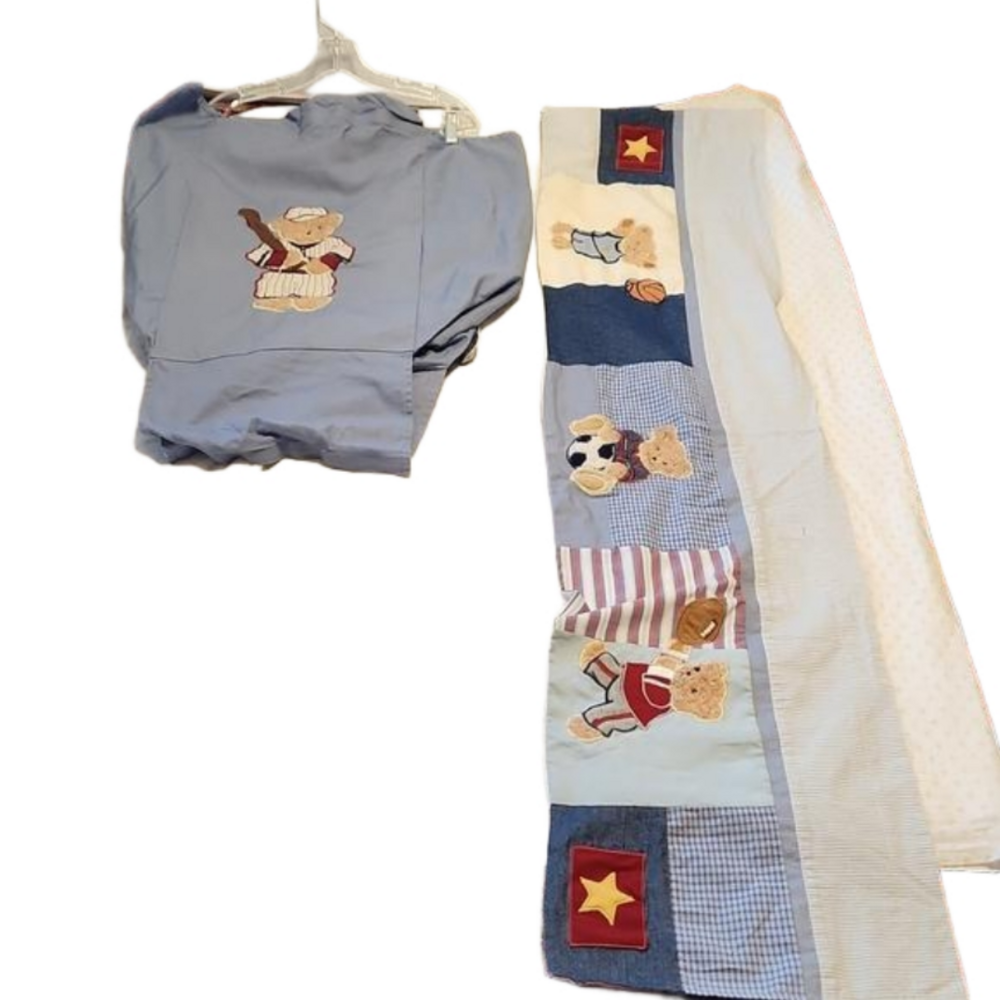 4 pieces set Kidsline 3D applique Bear sports Valance
